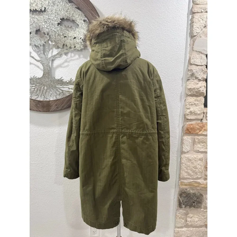 Madewell Bedford Convertible Faux Fur Lined Jacket Parka Anorak Hood Green XL - Picture 6 of 11